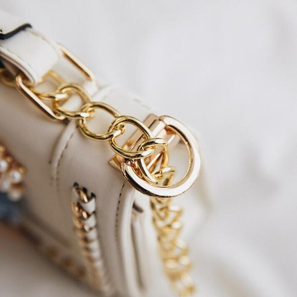 Floral Embroidery Leather Two-Way Bag