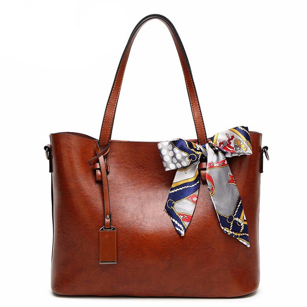 Designer's Leather Bag With Scarf