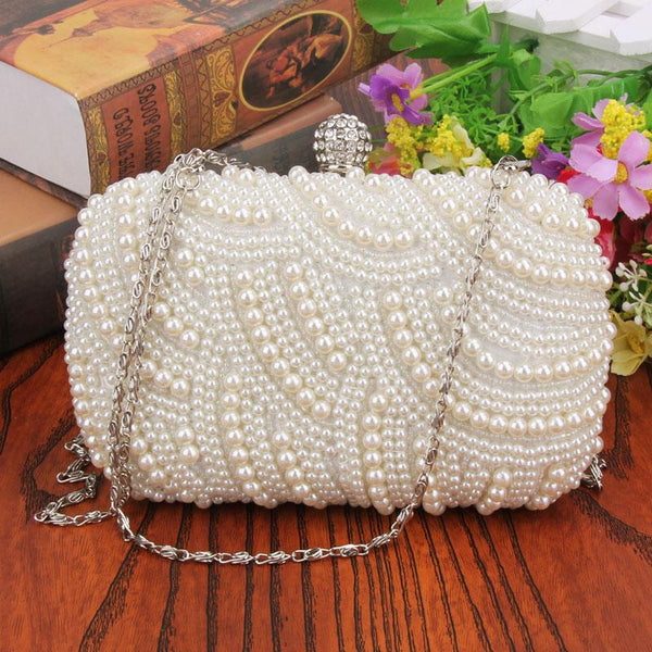 Purity Pearl Beaded Clutch Bag