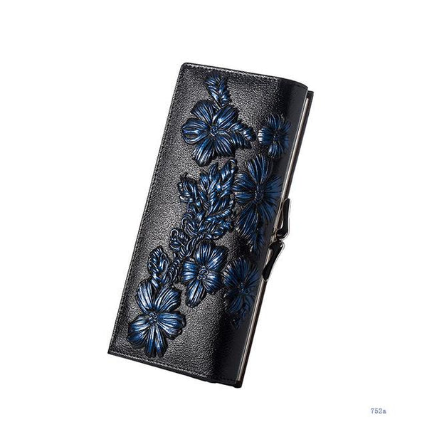 Embossed Floral Long Wallet