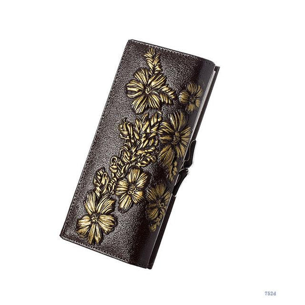 Embossed Floral Long Wallet
