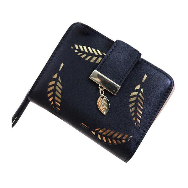 Classy Leaf Print & Charm Bi-Fold Wallet