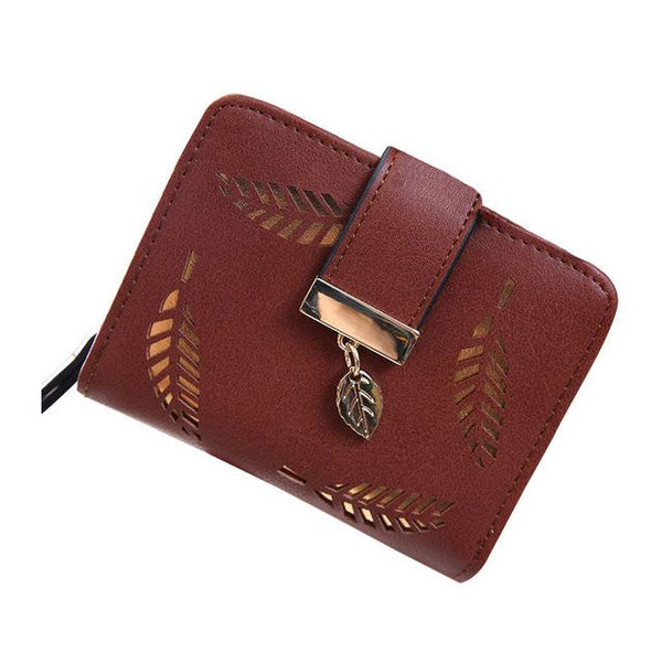 Classy Leaf Print & Charm Bi-Fold Wallet