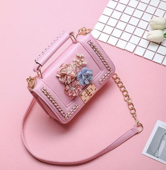 Floral Embroidery Leather Two-Way Bag