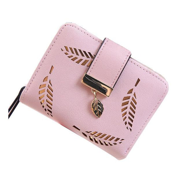 Classy Leaf Print & Charm Bi-Fold Wallet