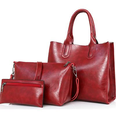 Genuine Oil Wax Leather Bag Set