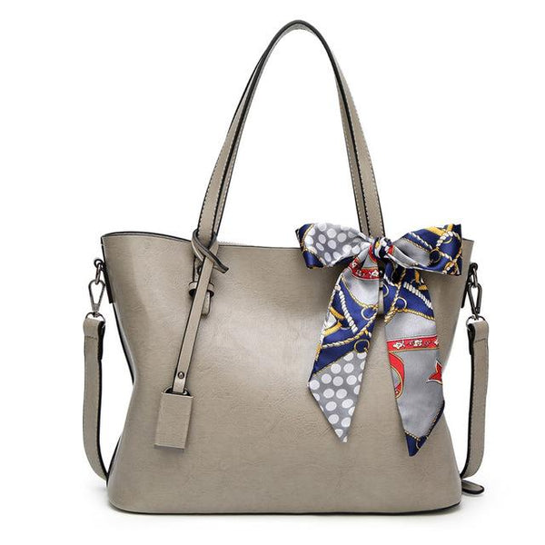 Designer's Leather Bag With Scarf