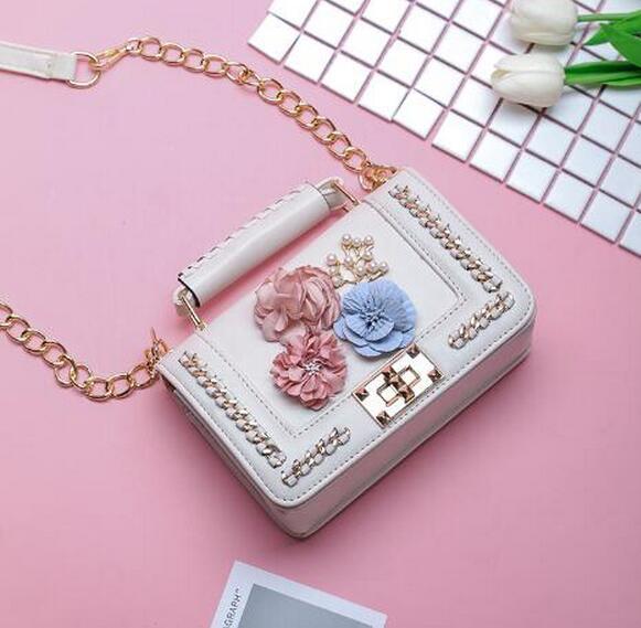 Floral Embroidery Leather Two-Way Bag